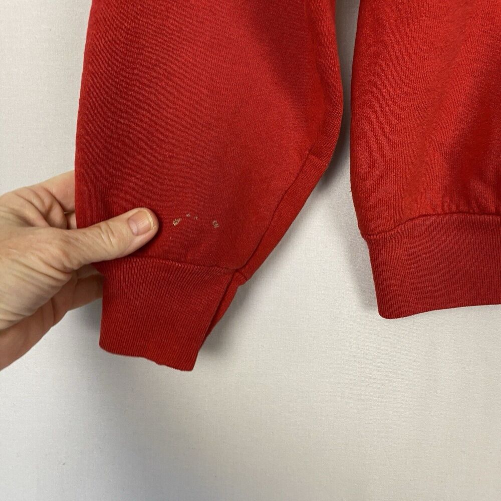 Vintage Guess Sweatshirt Mens Large Puff Paint Spellout Logo Red 80s 90s USA - Picture 5 of 11